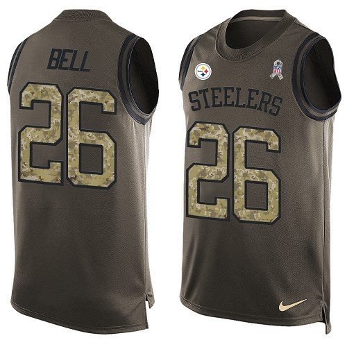 Men's Nike Pittsburgh Steelers #26 Le'Veon Bell Limited Green Salute to Service Tank Top NFL Jersey