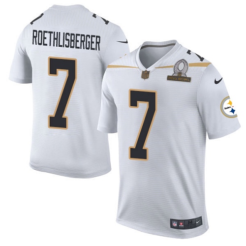 Men's Nike Pittsburgh Steelers #7 Ben Roethlisberger Elite White Team Rice 2016 Pro Bowl NFL Jersey