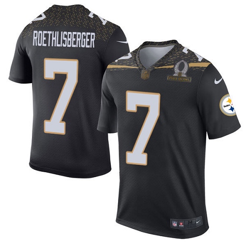 Men's Nike Pittsburgh Steelers #7 Ben Roethlisberger Elite Black Team Irvin 2016 Pro Bowl NFL Jersey