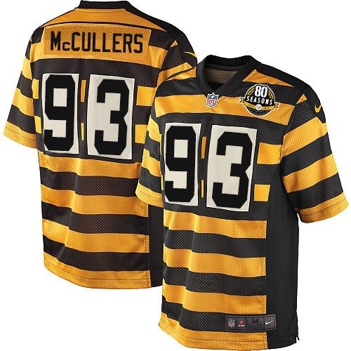 Men's Nike Pittsburgh Steelers #93 Dan McCullers Elite Yellow/Black Alternate 80TH Anniversary Throwback NFL Jersey