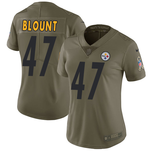 Women's Nike Pittsburgh Steelers #47 Mel Blount Limited Olive 2017 Salute to Service NFL Jersey