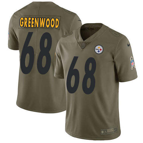 Men's Nike Pittsburgh Steelers #68 L.C. Greenwood Limited Olive 2017 Salute to Service NFL Jersey