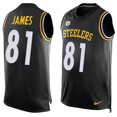 Men's Nike Pittsburgh Steelers #81 Jesse James Limited Black Player Name & Number Tank Top NFL Jersey