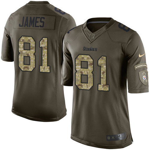 Men's Nike Pittsburgh Steelers #81 Jesse James Elite Green Salute to Service NFL Jersey