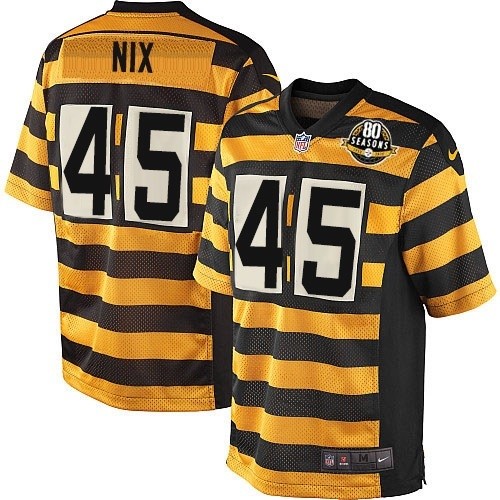 Men's Nike Pittsburgh Steelers #45 Roosevelt Nix Elite Yellow/Black Alternate 80TH Anniversary Throwback NFL Jersey