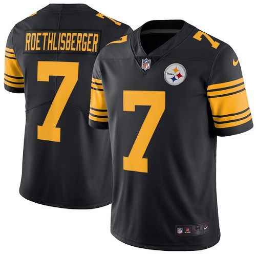 Youth Nike Pittsburgh Steelers #7 Ben Roethlisberger Elite Black Rush Vapor Untouchable NFL Jersey