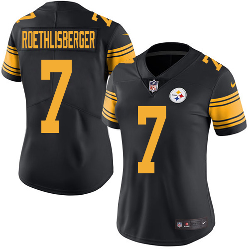 Women's Nike Pittsburgh Steelers #7 Ben Roethlisberger Elite Black Rush Vapor Untouchable NFL Jersey