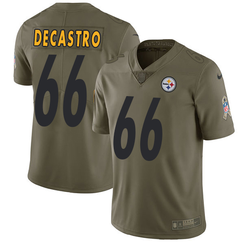 Men's Nike Pittsburgh Steelers #66 David DeCastro Limited Olive 2017 Salute to Service NFL Jersey