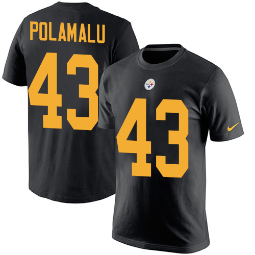 NFL Nike Pittsburgh Steelers #43 Troy Polamalu Black Rush Pride Name & Number T-Shirt