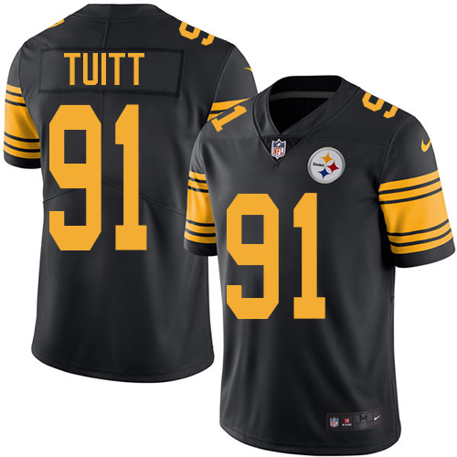 Youth Nike Pittsburgh Steelers #91 Stephon Tuitt Limited Black Rush Vapor Untouchable NFL Jersey