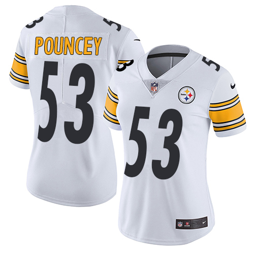 Women's Nike Pittsburgh Steelers #53 Maurkice Pouncey White Vapor Untouchable Elite Player NFL Jersey
