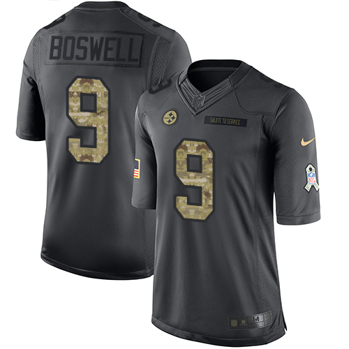 Men's Nike Pittsburgh Steelers #9 Chris Boswell Limited Black 2016 Salute to Service NFL Jersey