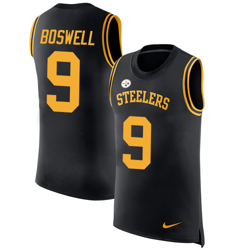 Men's Nike Pittsburgh Steelers #9 Chris Boswell Black Rush Player Name & Number Tank Top NFL Jersey
