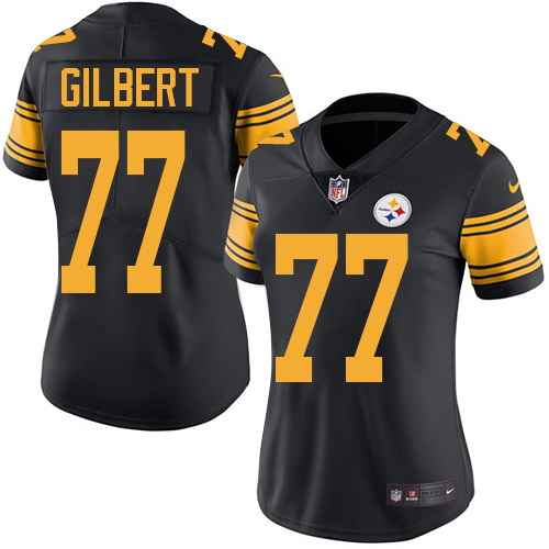Women's Nike Pittsburgh Steelers #77 Marcus Gilbert Elite Black Rush Vapor Untouchable NFL Jersey