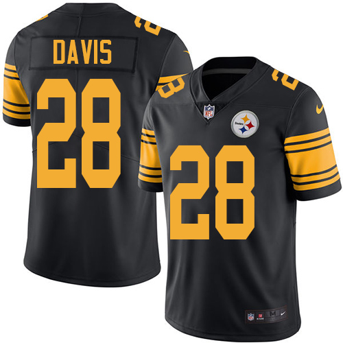 Men's Nike Pittsburgh Steelers #28 Sean Davis Limited Black Rush Vapor Untouchable NFL Jersey