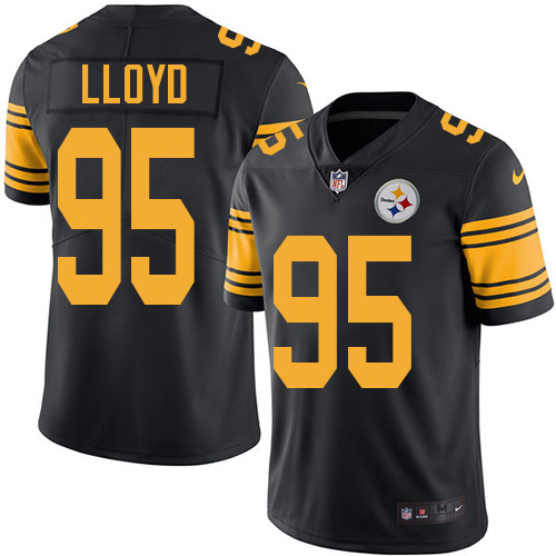Men's Nike Pittsburgh Steelers #95 Greg Lloyd Limited Black Rush Vapor Untouchable NFL Jersey