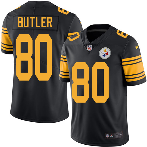 Men's Nike Pittsburgh Steelers #80 Jack Butler Limited Black Rush Vapor Untouchable NFL Jersey