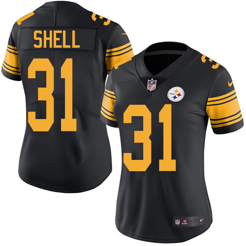 Women's Nike Pittsburgh Steelers #31 Donnie Shell Elite Black Rush Vapor Untouchable NFL Jersey