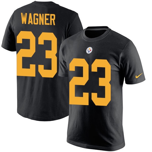 NFL Nike Pittsburgh Steelers #23 Mike Wagner Black Rush Pride Name & Number T-Shirt