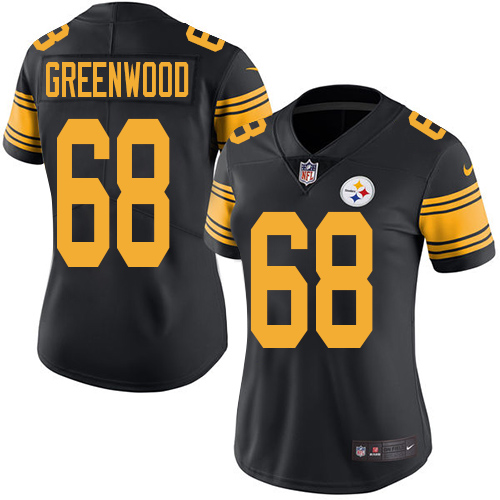 Women's Nike Pittsburgh Steelers #68 L.C. Greenwood Elite Black Rush Vapor Untouchable NFL Jersey