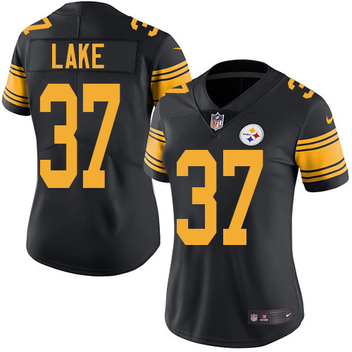 Women's Nike Pittsburgh Steelers #37 Carnell Lake Limited Black Rush Vapor Untouchable NFL Jersey