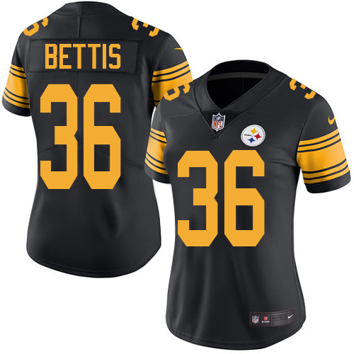 Women's Nike Pittsburgh Steelers #36 Jerome Bettis Elite Black Rush Vapor Untouchable NFL Jersey