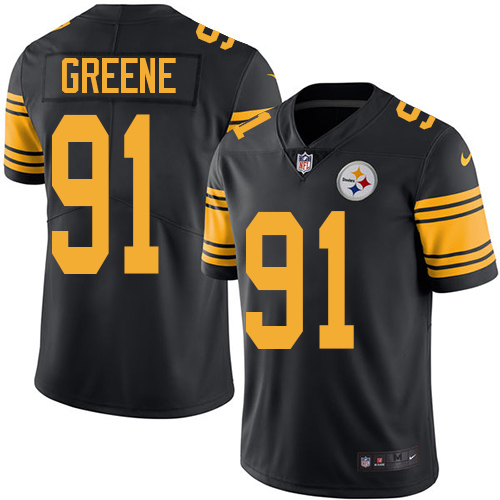 Men's Nike Pittsburgh Steelers #91 Kevin Greene Limited Black Rush Vapor Untouchable NFL Jersey