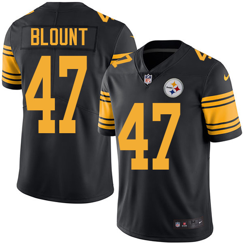 Men's Nike Pittsburgh Steelers #47 Mel Blount Limited Black Rush Vapor Untouchable NFL Jersey
