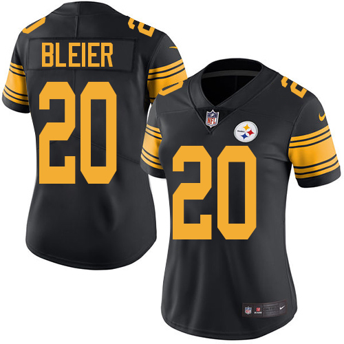 Women's Nike Pittsburgh Steelers #20 Rocky Bleier Elite Black Rush Vapor Untouchable NFL Jersey