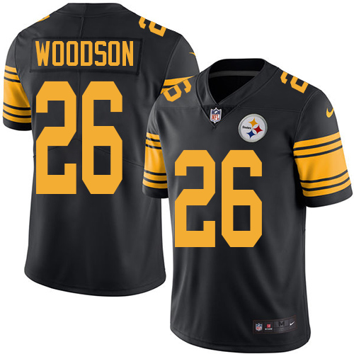 Youth Nike Pittsburgh Steelers #26 Rod Woodson Elite Black Rush Vapor Untouchable NFL Jersey
