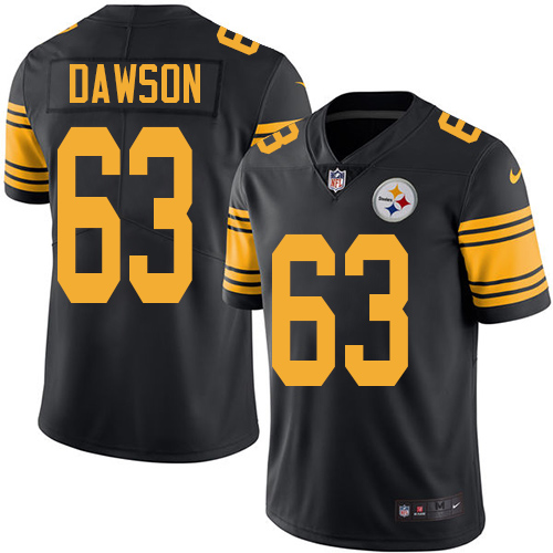 Men's Nike Pittsburgh Steelers #63 Dermontti Dawson Limited Black Rush Vapor Untouchable NFL Jersey