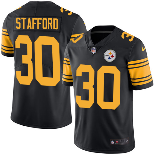 Men's Nike Pittsburgh Steelers #30 Daimion Stafford Limited Black Rush Vapor Untouchable NFL Jersey