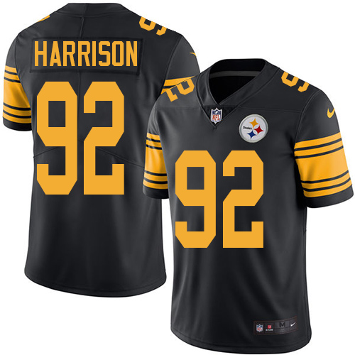 Men's Nike Pittsburgh Steelers #92 James Harrison Limited Black Rush Vapor Untouchable NFL Jersey