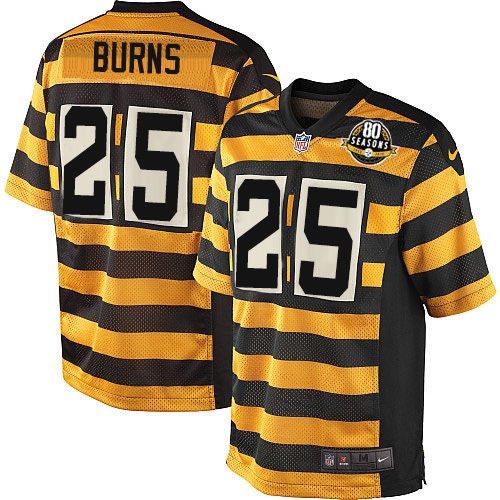 Men's Nike Pittsburgh Steelers #25 Artie Burns Elite Yellow/Black Alternate 80TH Anniversary Throwback NFL Jersey