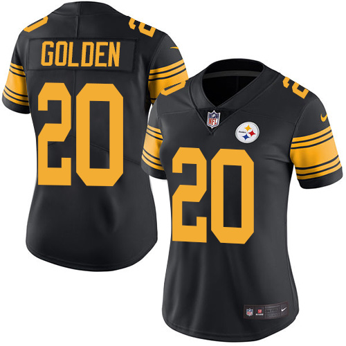 Women's Nike Pittsburgh Steelers #20 Robert Golden Limited Black Rush Vapor Untouchable NFL Jersey