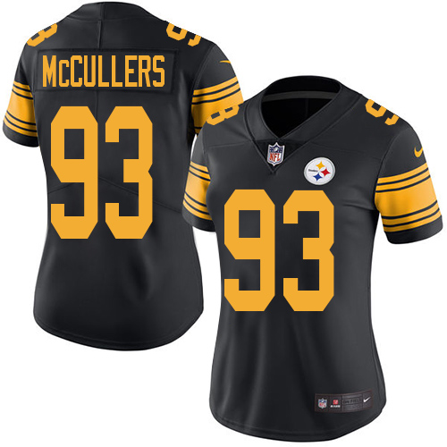Women's Nike Pittsburgh Steelers #93 Dan McCullers Limited Black Rush Vapor Untouchable NFL Jersey