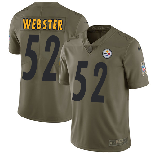 Men's Nike Pittsburgh Steelers #52 Mike Webster Limited Olive 2017 Salute to Service NFL Jersey