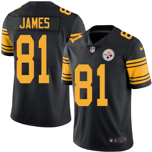 Men's Nike Pittsburgh Steelers #81 Jesse James Limited Black Rush Vapor Untouchable NFL Jersey