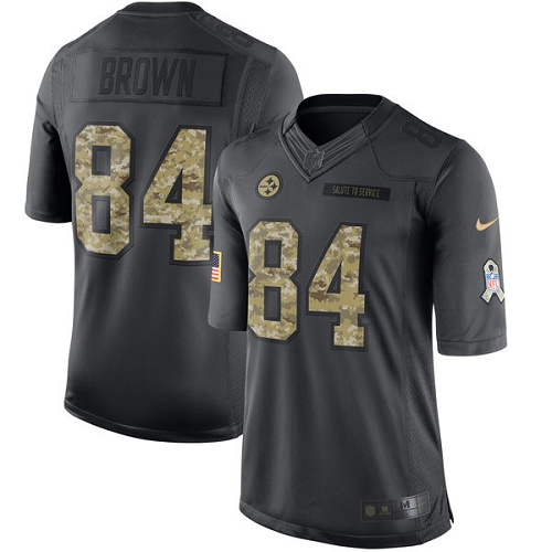Youth Nike Pittsburgh Steelers #84 Antonio Brown Limited Black 2016 Salute to Service NFL Jersey