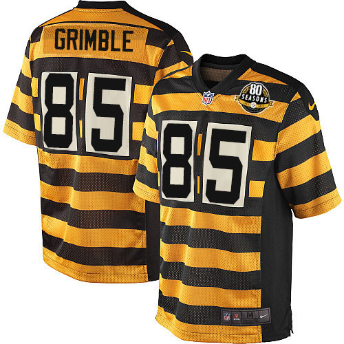 Men's Nike Pittsburgh Steelers #85 Xavier Grimble Game Yellow/Black Alternate 80TH Anniversary Throwback NFL Jersey