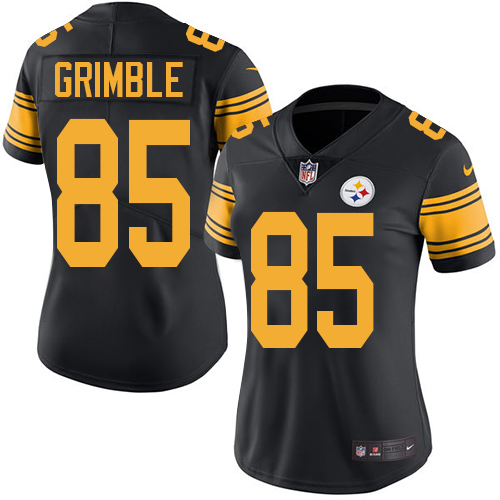Women's Nike Pittsburgh Steelers #85 Xavier Grimble Limited Black Rush Vapor Untouchable NFL Jersey