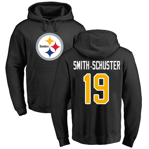 NFL Nike Pittsburgh Steelers #19 JuJu Smith-Schuster Black Name & Number Logo Pullover Hoodie