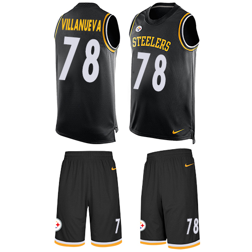 Men's Nike Pittsburgh Steelers #78 Alejandro Villanueva Limited Black Tank Top Suit NFL Jersey