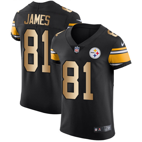 Men's Nike Pittsburgh Steelers #81 Jesse James Elite Black/Gold Team Color NFL Jersey