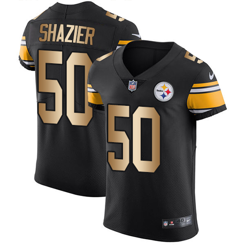 Men's Nike Pittsburgh Steelers #50 Ryan Shazier Elite Black/Gold Team Color NFL Jersey