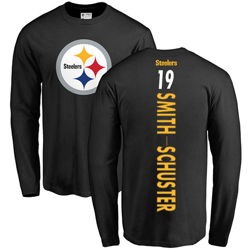 NFL Nike Pittsburgh Steelers #19 JuJu Smith-Schuster Black Backer Long Sleeve T-Shirt