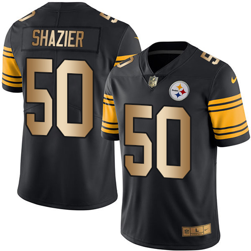 Men's Nike Pittsburgh Steelers #50 Ryan Shazier Limited Black/Gold Rush Vapor Untouchable NFL Jersey