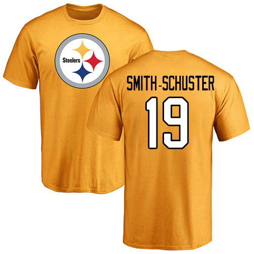 NFL Nike Pittsburgh Steelers #19 JuJu Smith-Schuster Gold Name & Number Logo T-Shirt