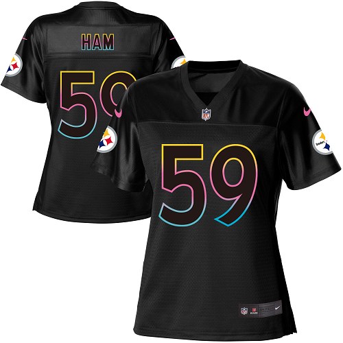 Women's Nike Pittsburgh Steelers #59 Jack Ham Game Black Fashion NFL Jersey