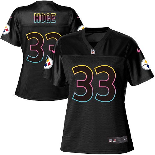Women's Nike Pittsburgh Steelers #33 Merril Hoge Game Black Fashion NFL Jersey